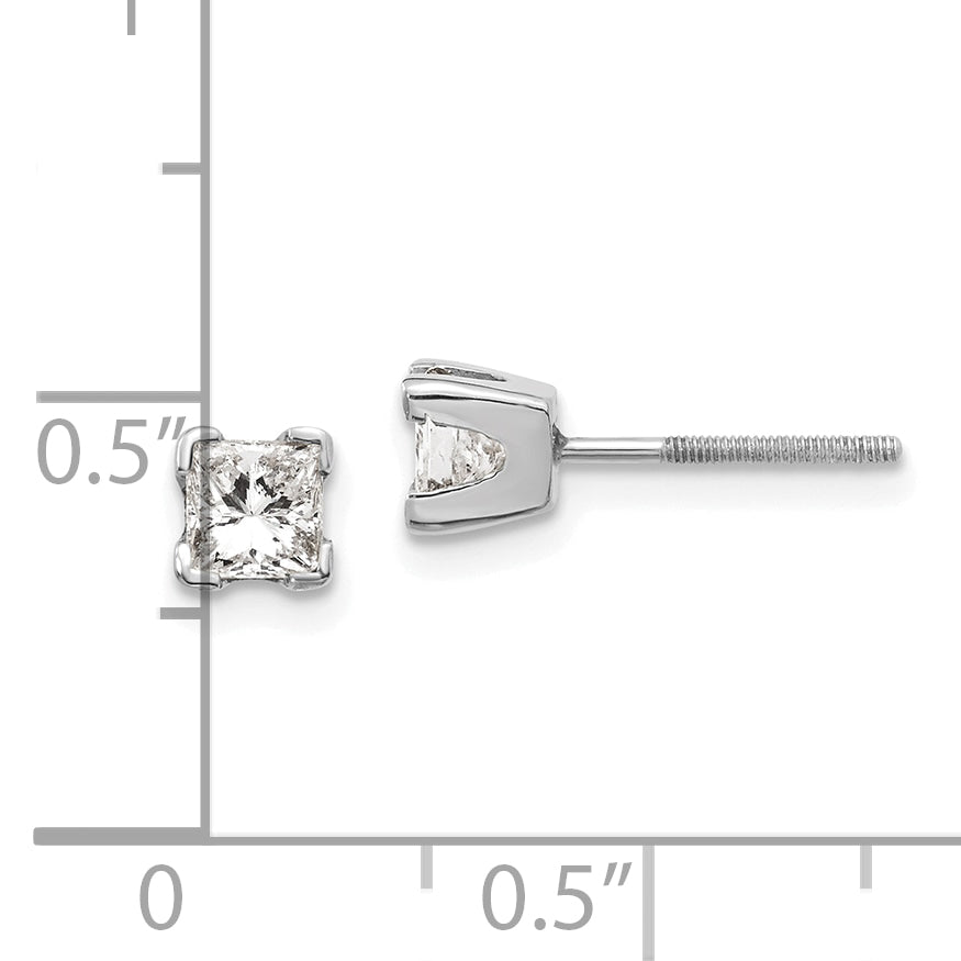 14k White Gold AAA Quality Complete Princess Cut Diamond Earring