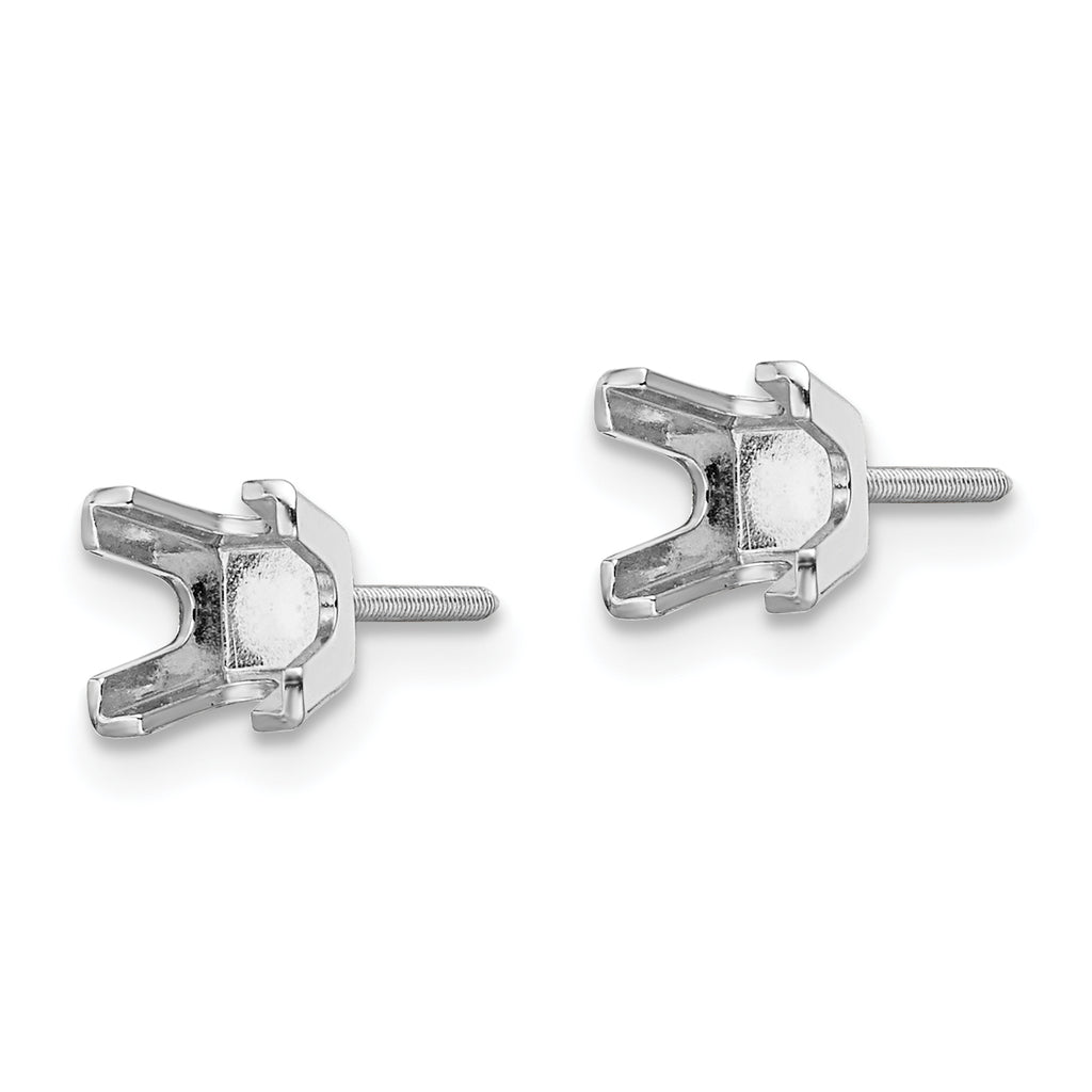 14k White Gold 4mm Princess Cut Stud Earring Mounting (No Stone Included)s