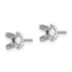 14k White Gold 4mm Princess Cut Stud Earring Mounting (No Stone Included)s