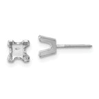 14k White Gold 4mm Princess Cut Stud Earring Mounting (No Stone Included)s