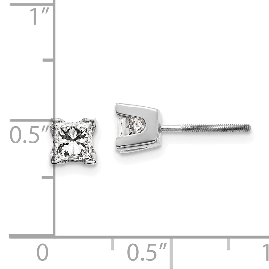 14k White Gold AAA Quality Complete Princess Cut Diamond Earring