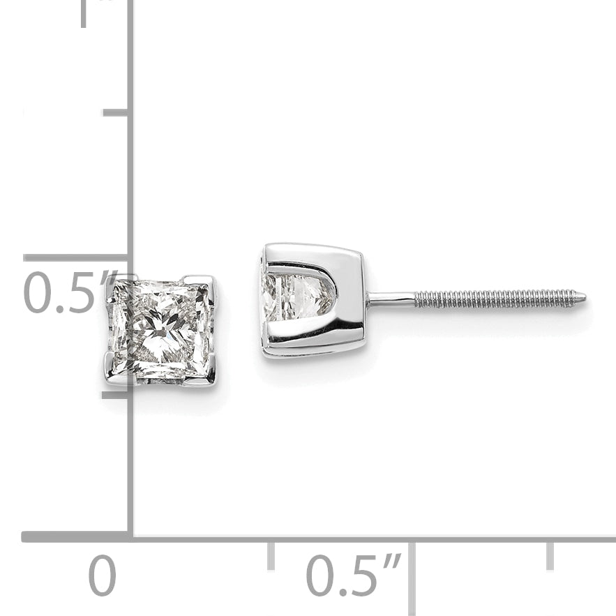14k White Gold 1ct AAA Quality Complete Princess Cut Diamond Earrings Secondary image