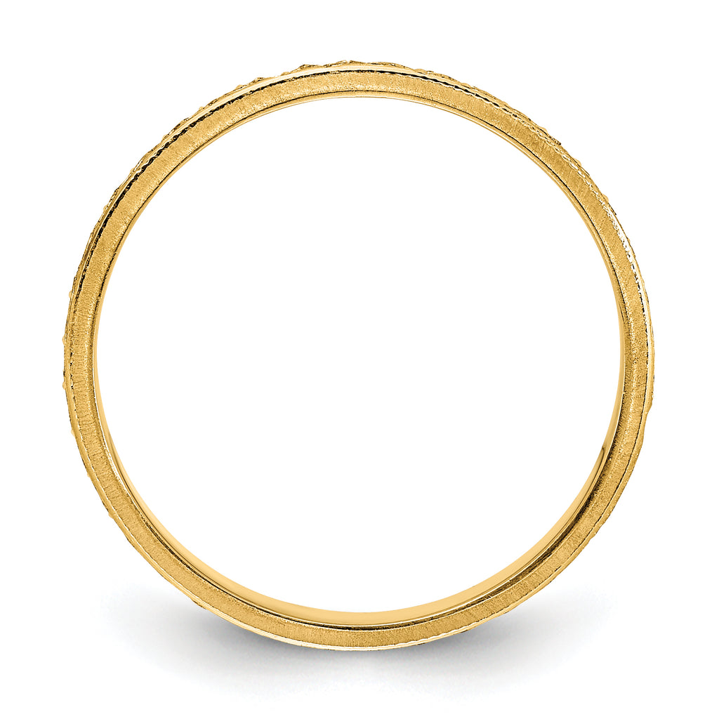 14k 3mm Design Etched Wedding Band