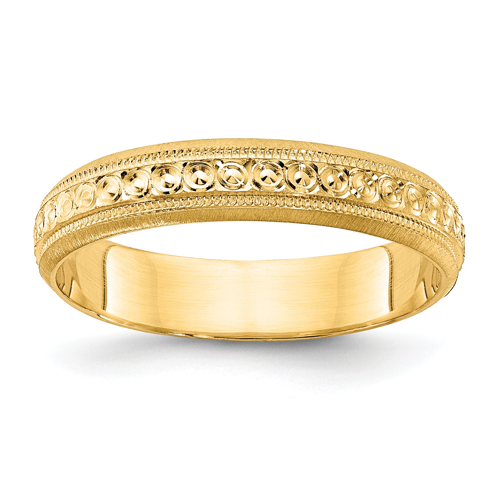 14k 3mm Design Etched Wedding Band Size 8.5