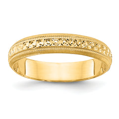 14k 3mm Design Etched Wedding Band Size 8.5