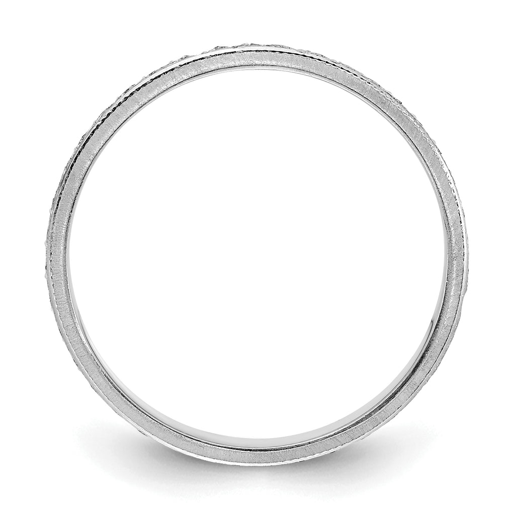 14k White Gold 3.75mm Design Etched Wedding Band