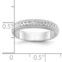 14k White Gold 3.75mm Design Etched Wedding Band Size 8.5