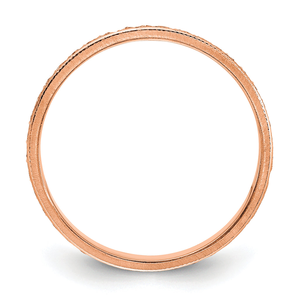 14k Rose Gold 3mm Design Etched Wedding Band