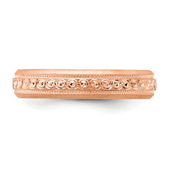 14k Rose Gold 3mm Design Etched Wedding Band Size 8.5