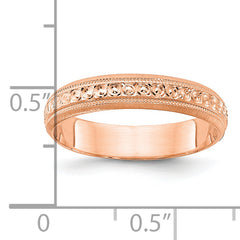 14k Rose Gold 3mm Design Etched Wedding Band Size 8.5