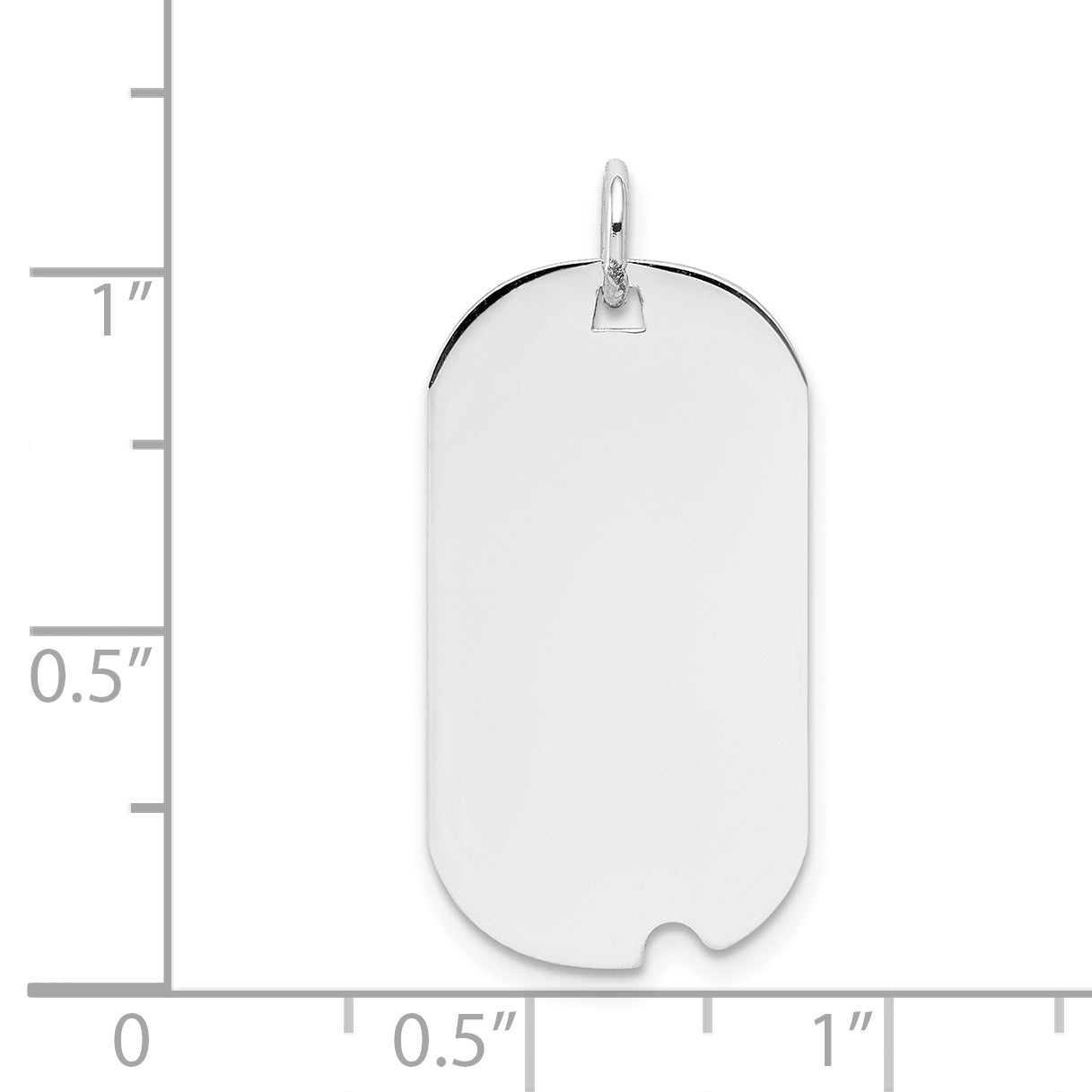 14k White Gold Plain 24.5x13.2mm .018 Gauge Engravable Dog Tag w/Notch Disc Secondary image