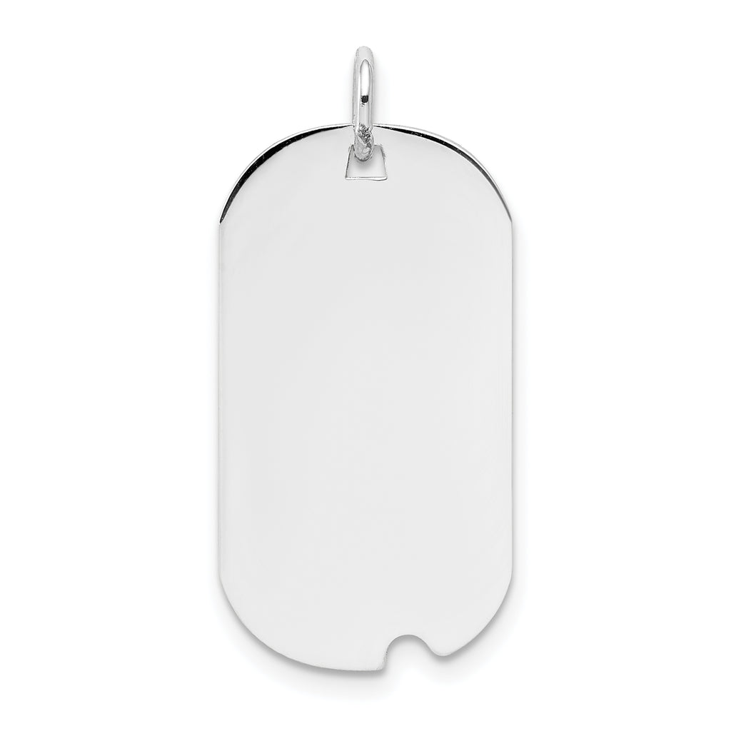 14k White Gold Plain 24.5x13.2mm .018 Gauge Engravable Dog Tag w/Notch Disc