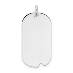 14k White Gold Plain 24.5x13.2mm .018 Gauge Engravable Dog Tag w/Notch Disc