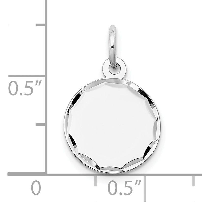 14k White Gold Etched Edge .011 Gauge Engraveable Round 13mm Disc Charm