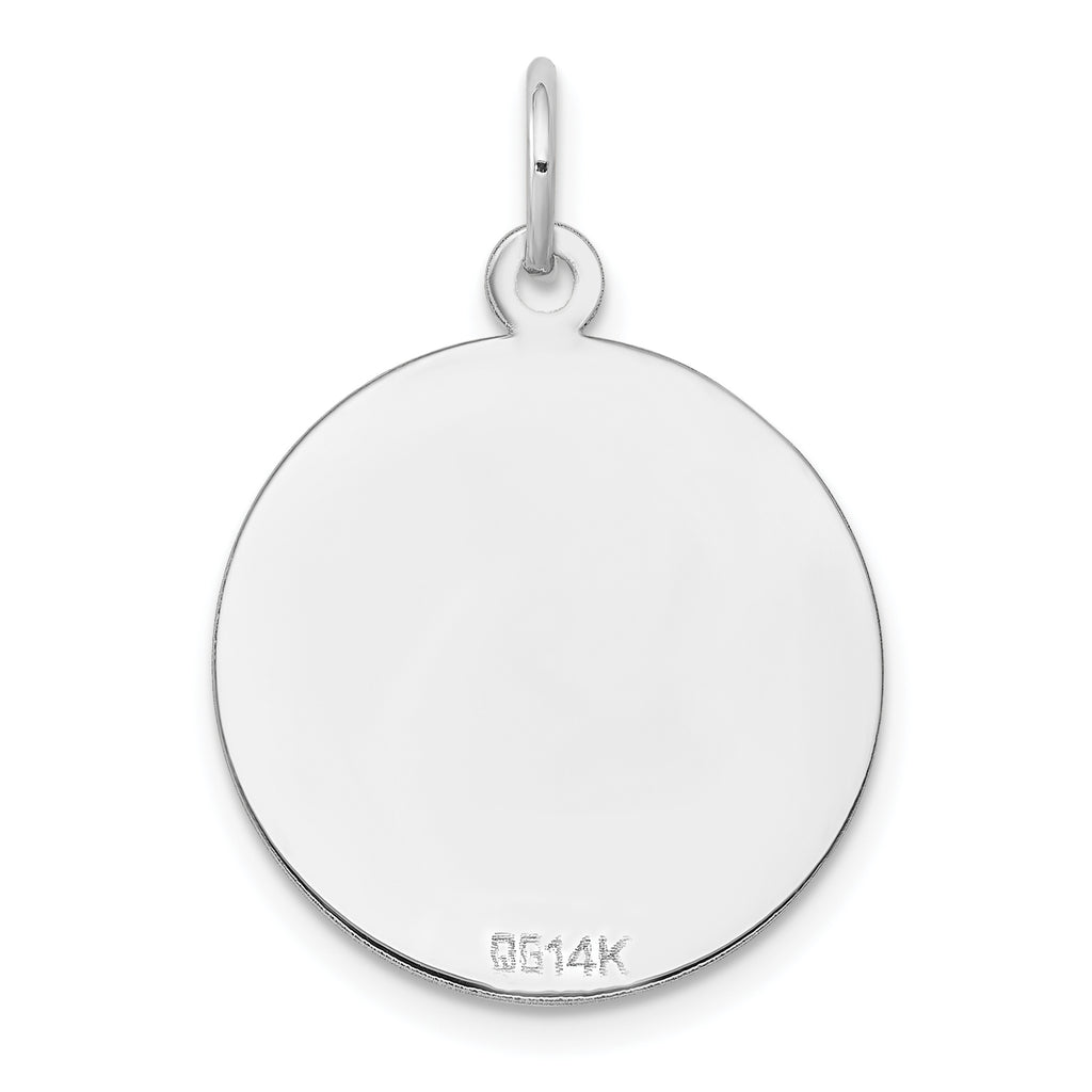 14k White Gold Etched Edge .013 Gauge Engraveable Round 19mm Disc Charm