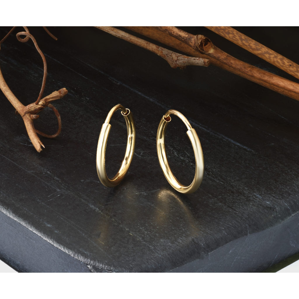 Tube Round Endless Hoop Earrings in 14K Yellow Gold, 14mm - Sophia Jewelers