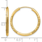 14k 2mm Satin Diamond-cut Endless Hoop Earrings - Sophia Jewelers