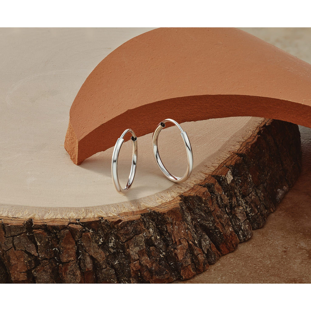 Tube Endless Hoop Earrings in 14K White Gold, 1.5x16mm - Sophia Jewelers