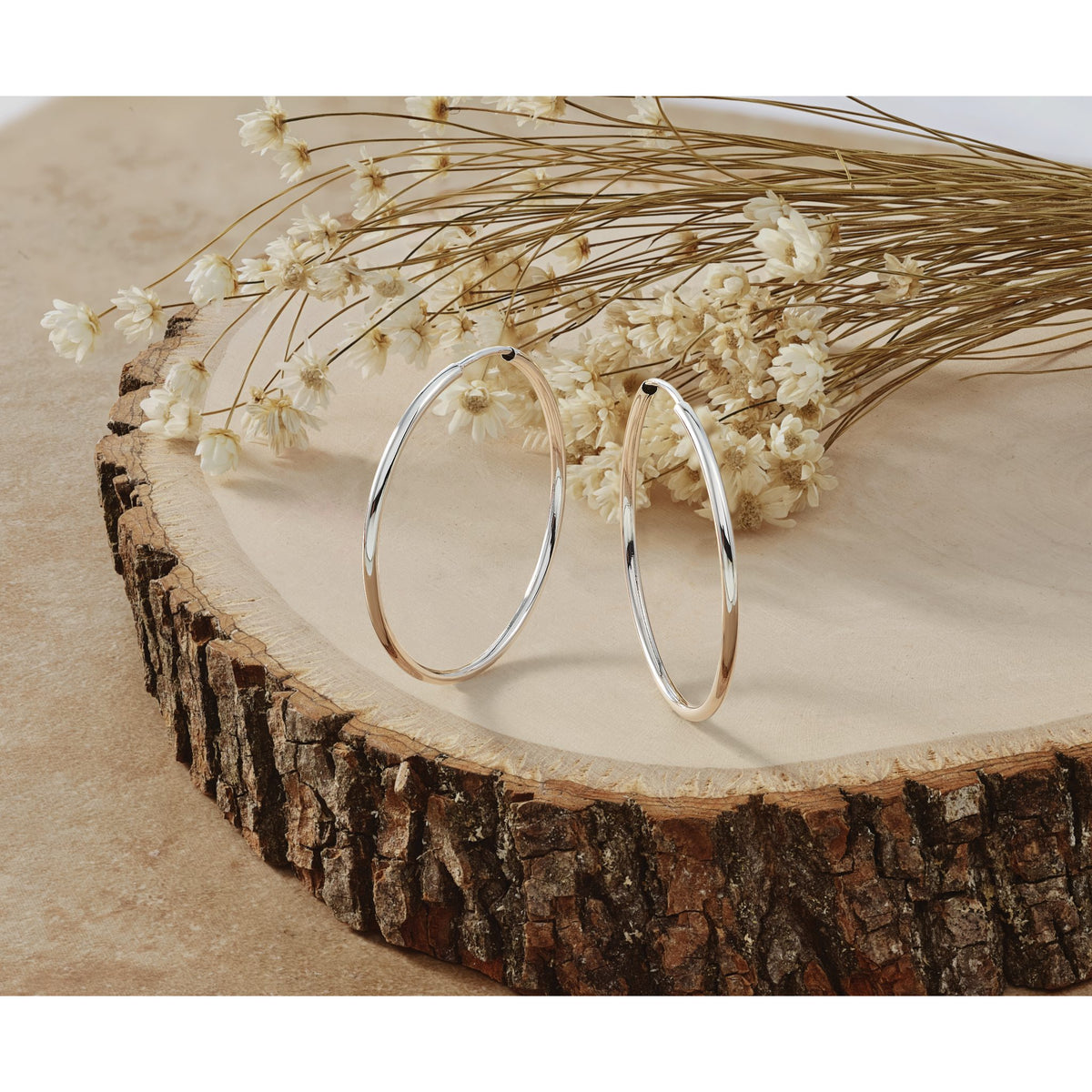 14K White Gold 1.5x30mm Polished Endless Tube Hoop Earrings