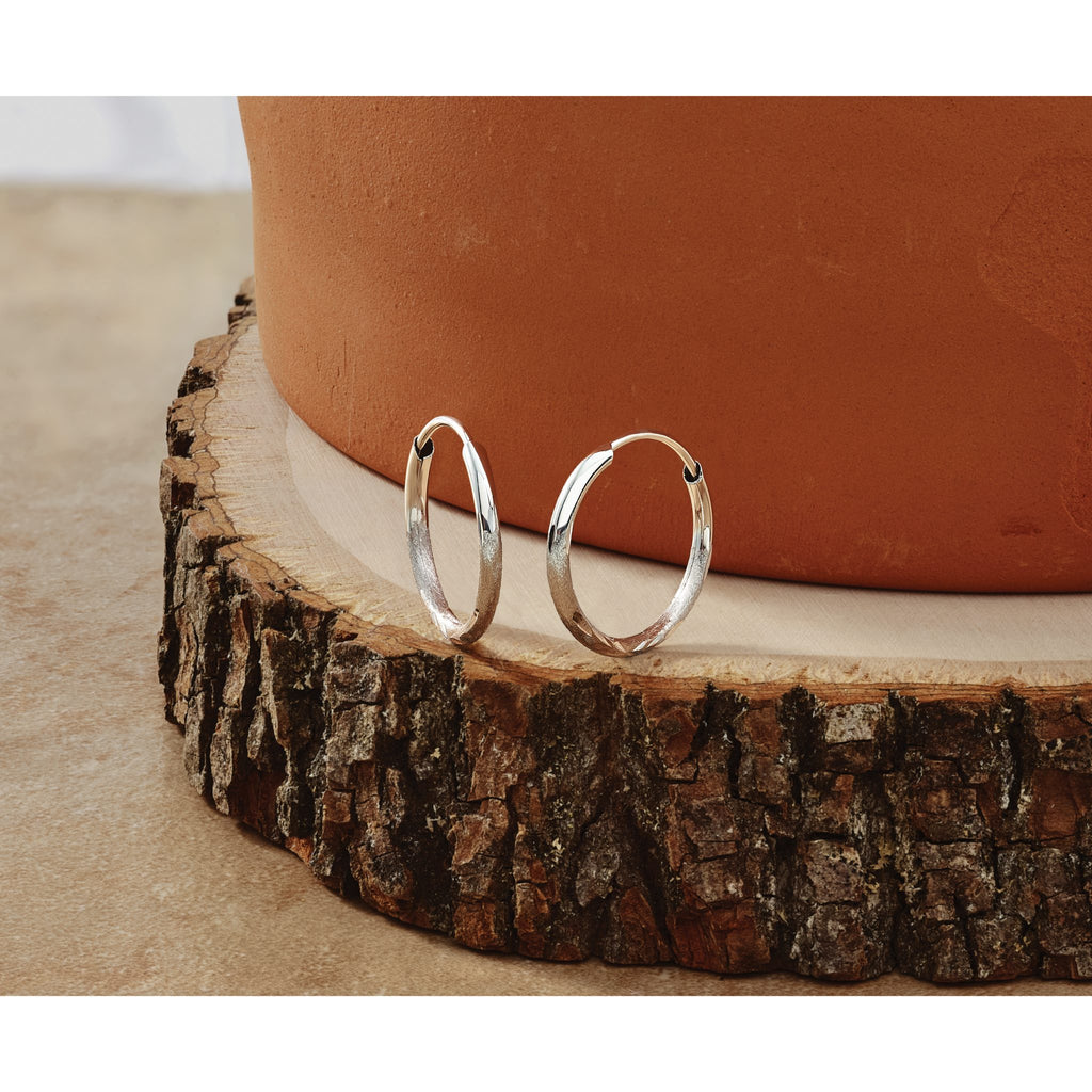 Endless Hoop Earrings in 14K White Gold, 1.5x14mm Diamond-Cut - Sophia Jewelers