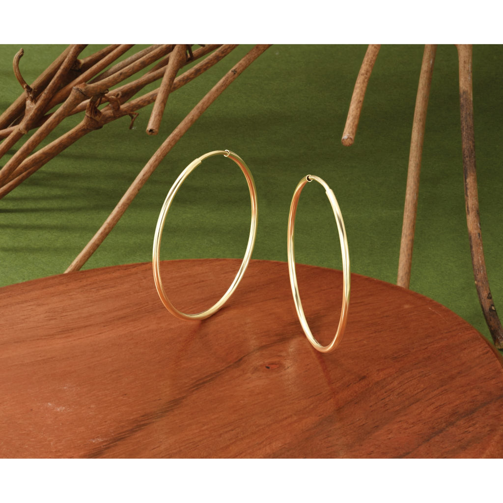 Endless Tube Hoop Earrings in 14K Yellow Gold, 30mm - Sophia Jewelers
