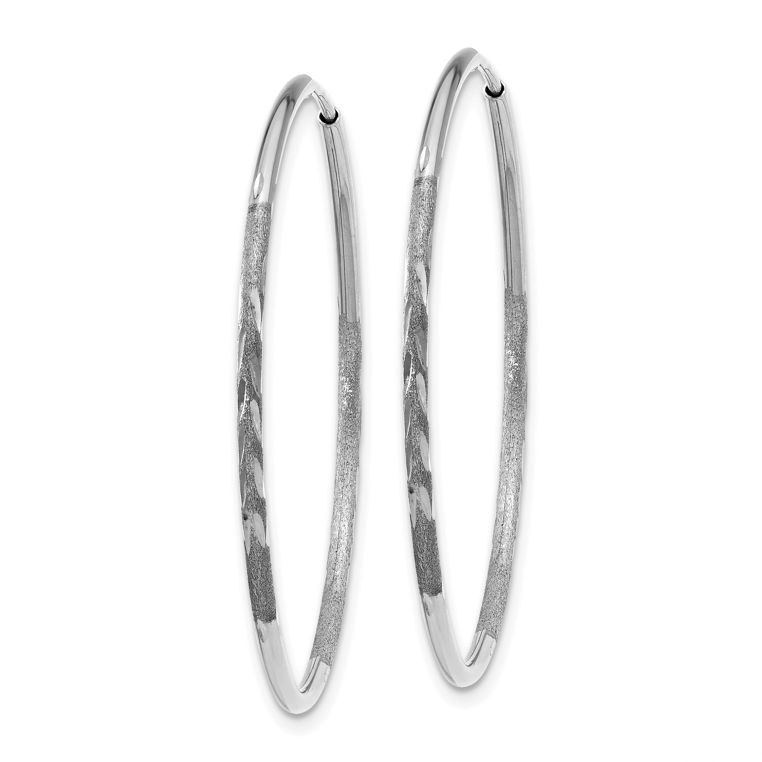 14K White Gold 1.25mm Diamond-cut Endless Hoop Earring Secondary image