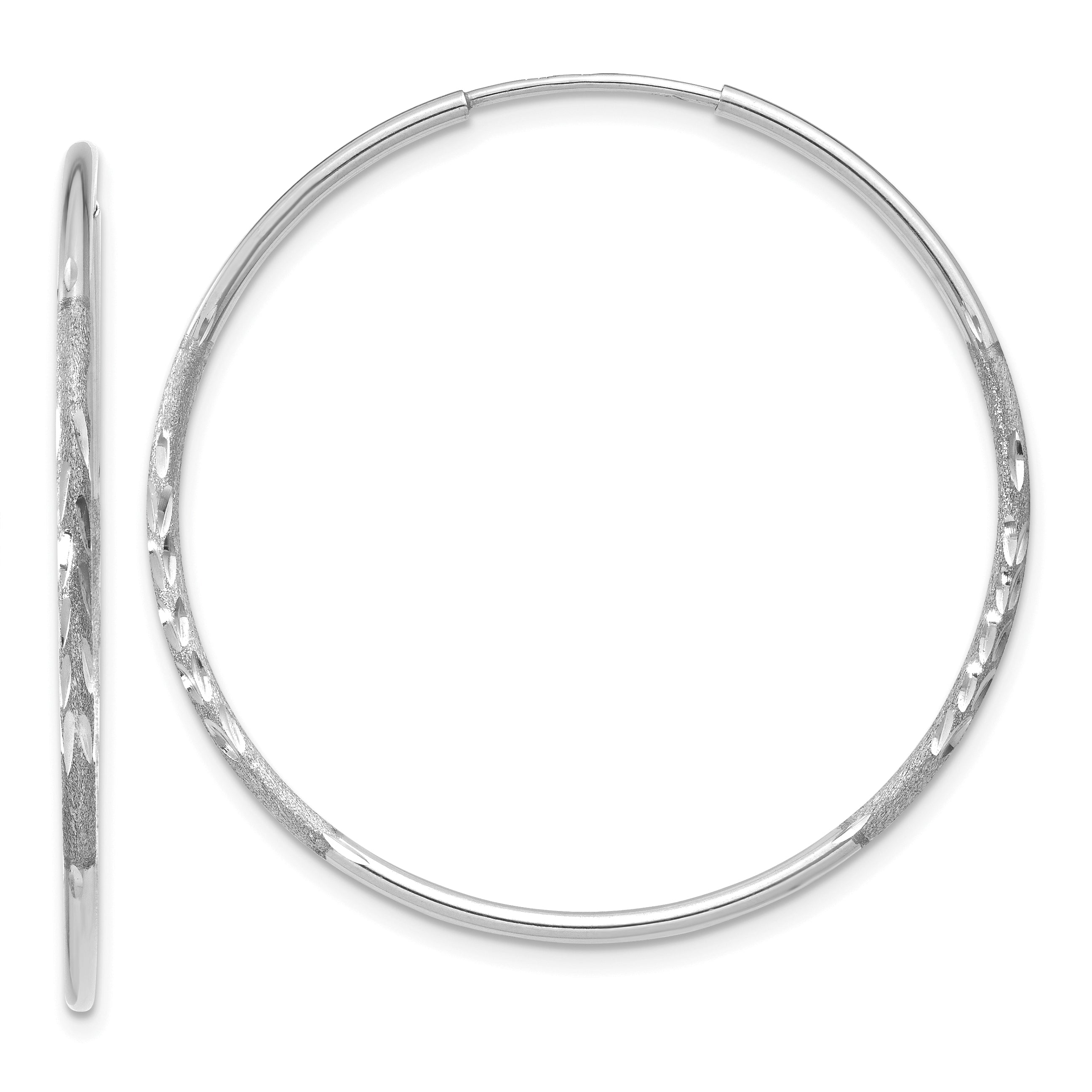 14K White Gold 1.25mm Diamond-cut Endless Hoop Earring Main image