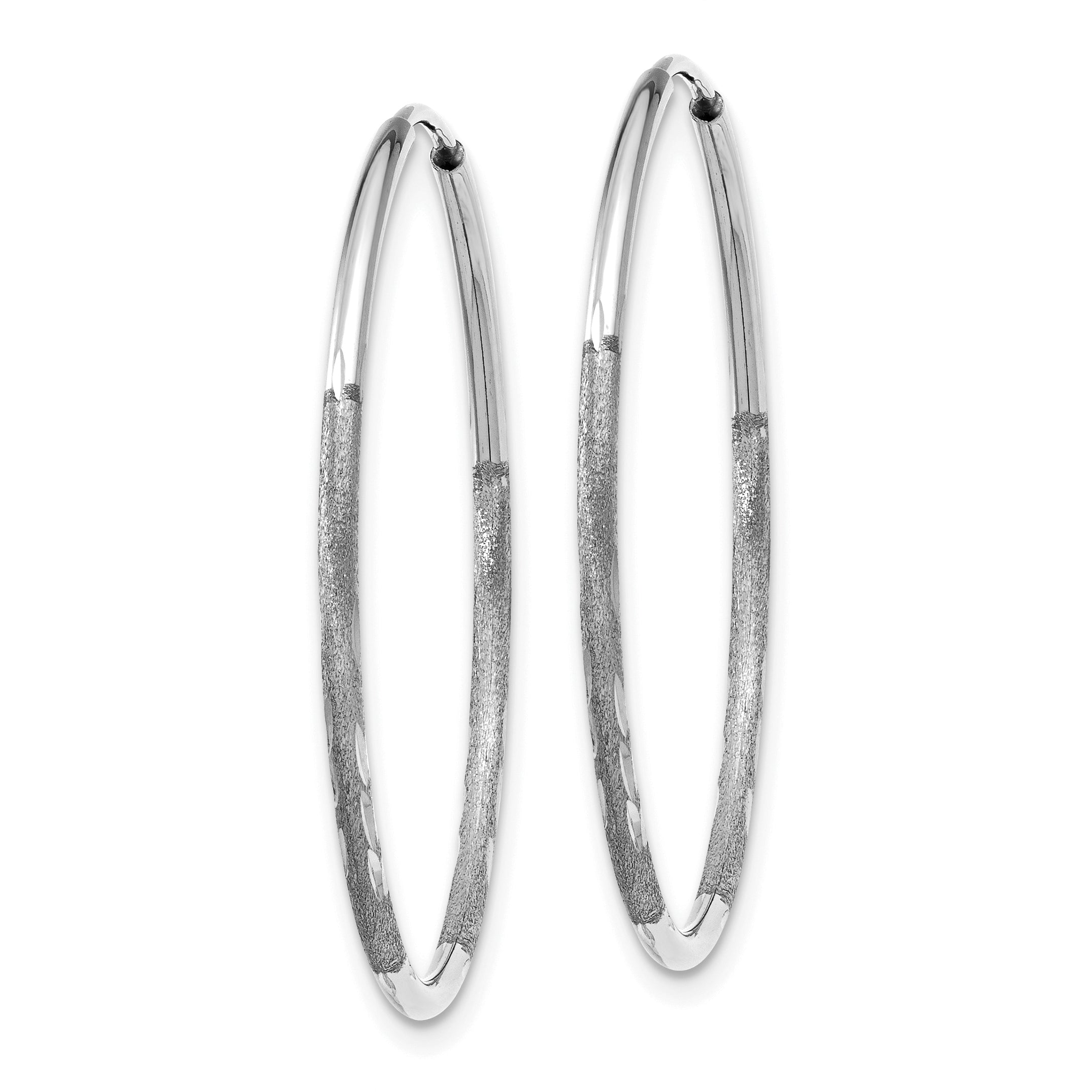 14K White Gold 1.25mm Diamond-cut Endless Hoop Earring Secondary image