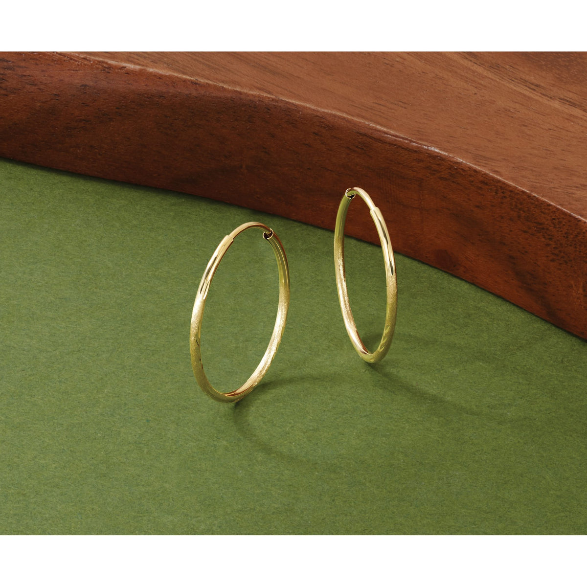 Tube Endless Hoop Earrings in 14K Yellow Gold, 1.2x20mm Diamond-Cut - Sophia Jewelers