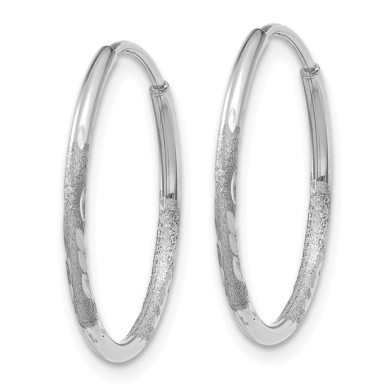 14K White Gold 1.25mm Diamond-cut Endless Hoop Earring Secondary image