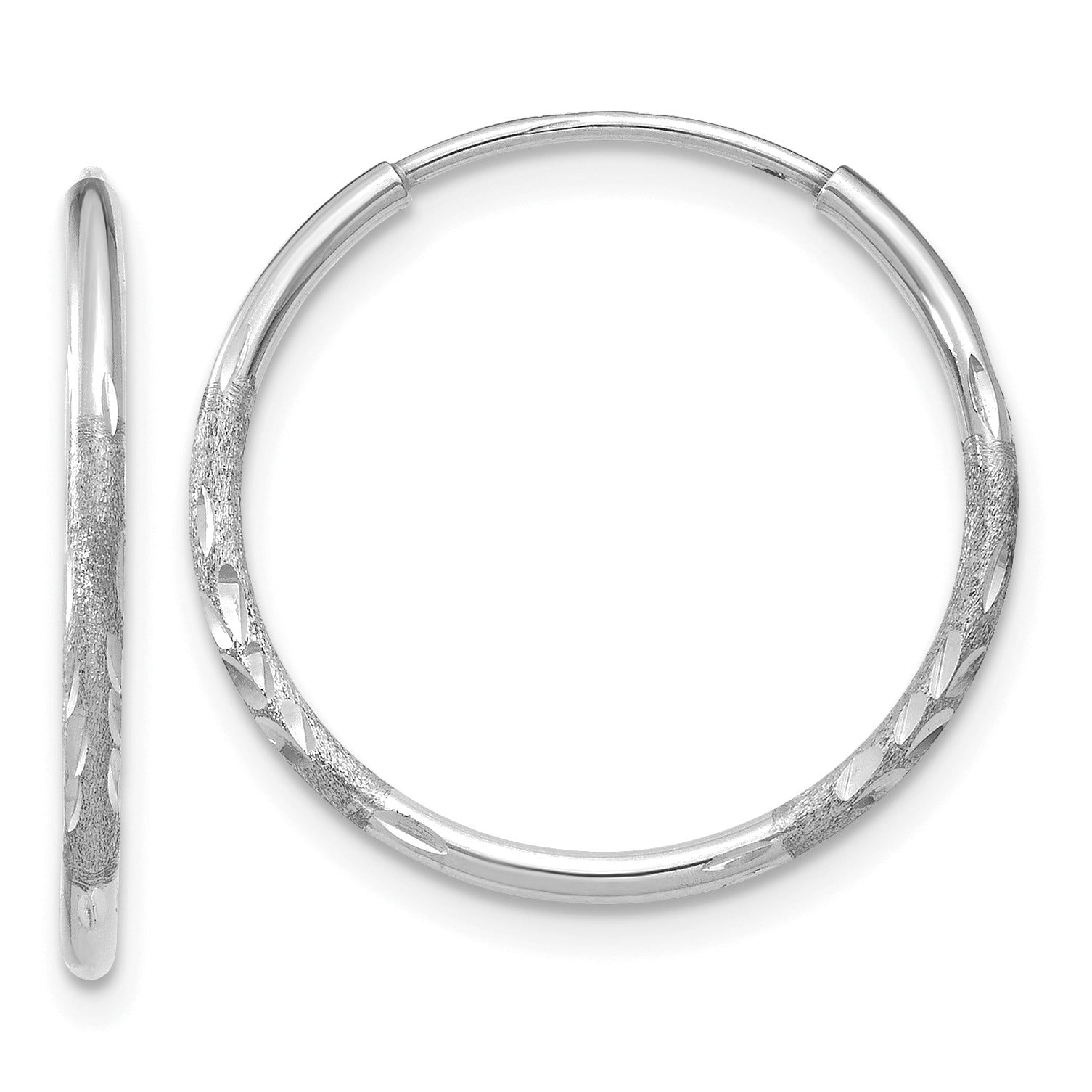 14K White Gold 1.25mm Diamond-cut Endless Hoop Earring Main image