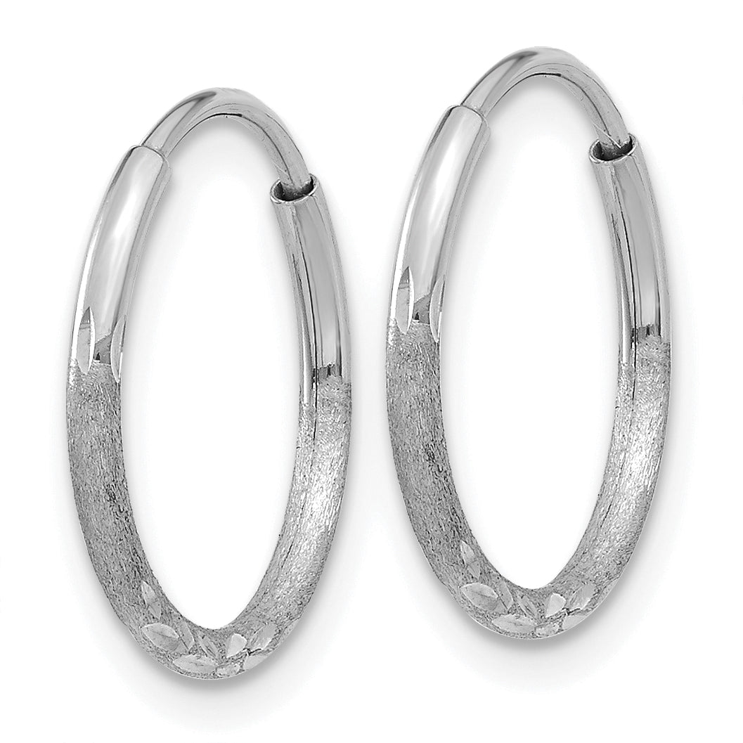 14K White Gold 1.25mm Diamond-cut Endless Hoop Earring Secondary image