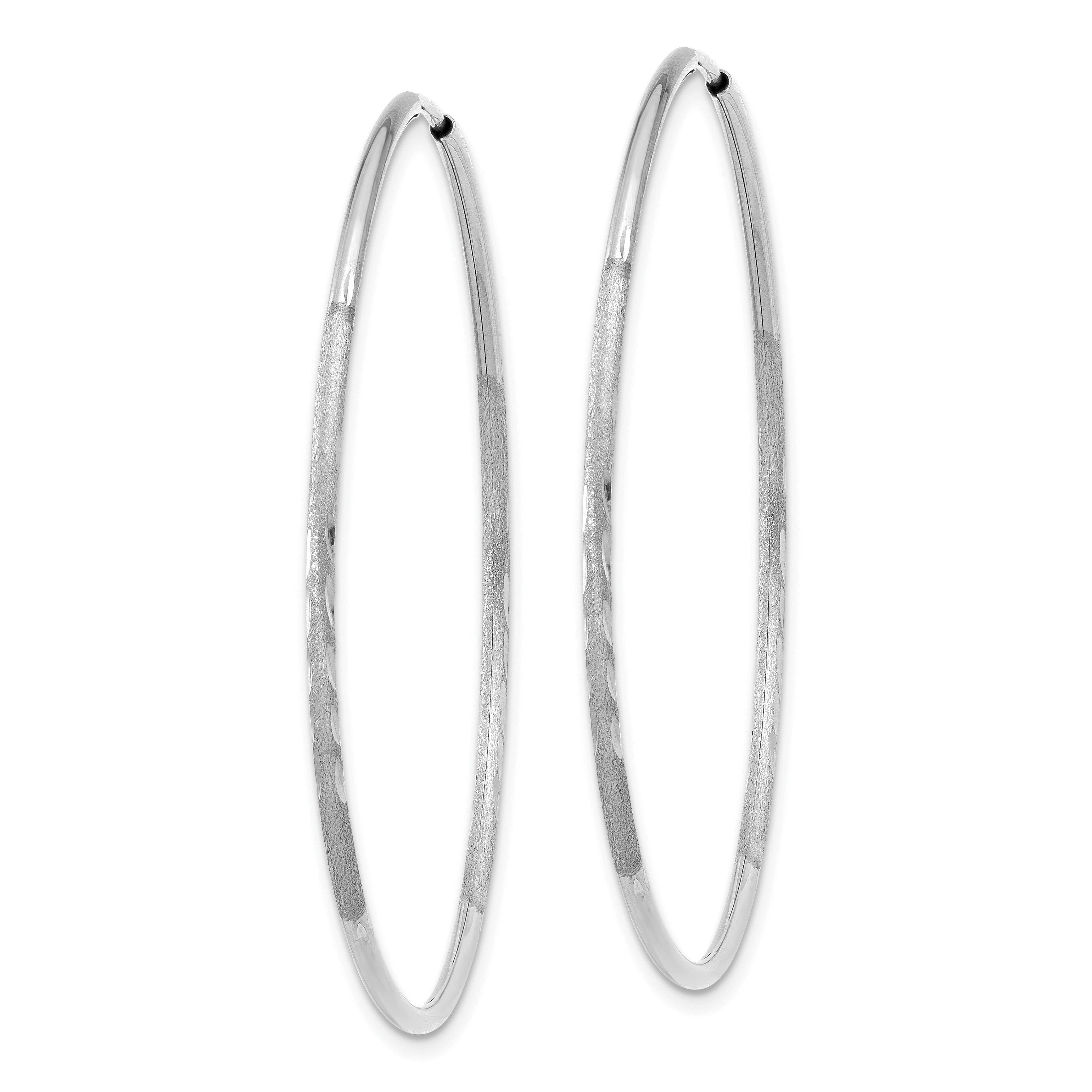 14K White Gold 1.25mm Diamond-cut Endless Hoop Earring Secondary image
