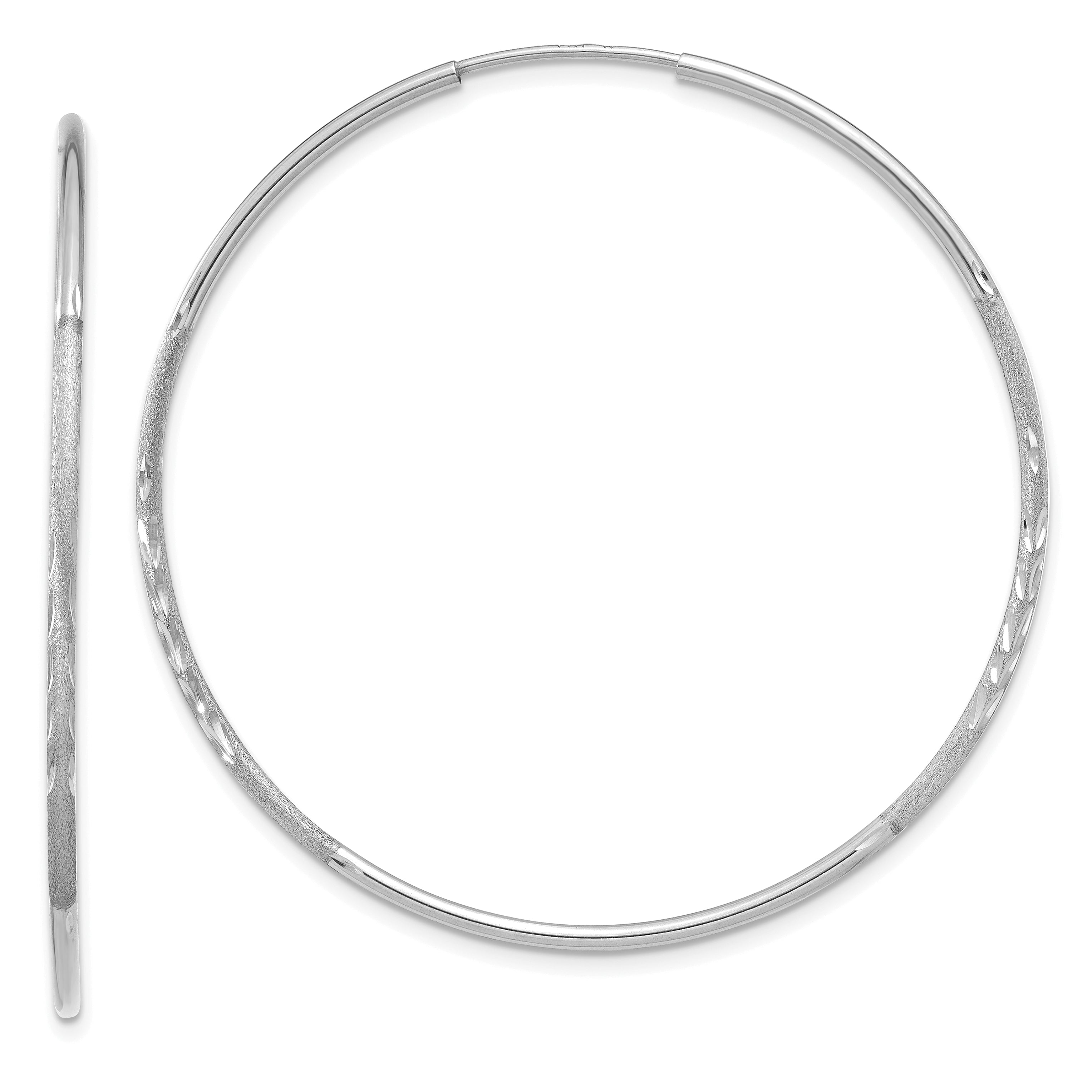 14K White Gold 1.25mm Diamond-cut Endless Hoop Earring Main image