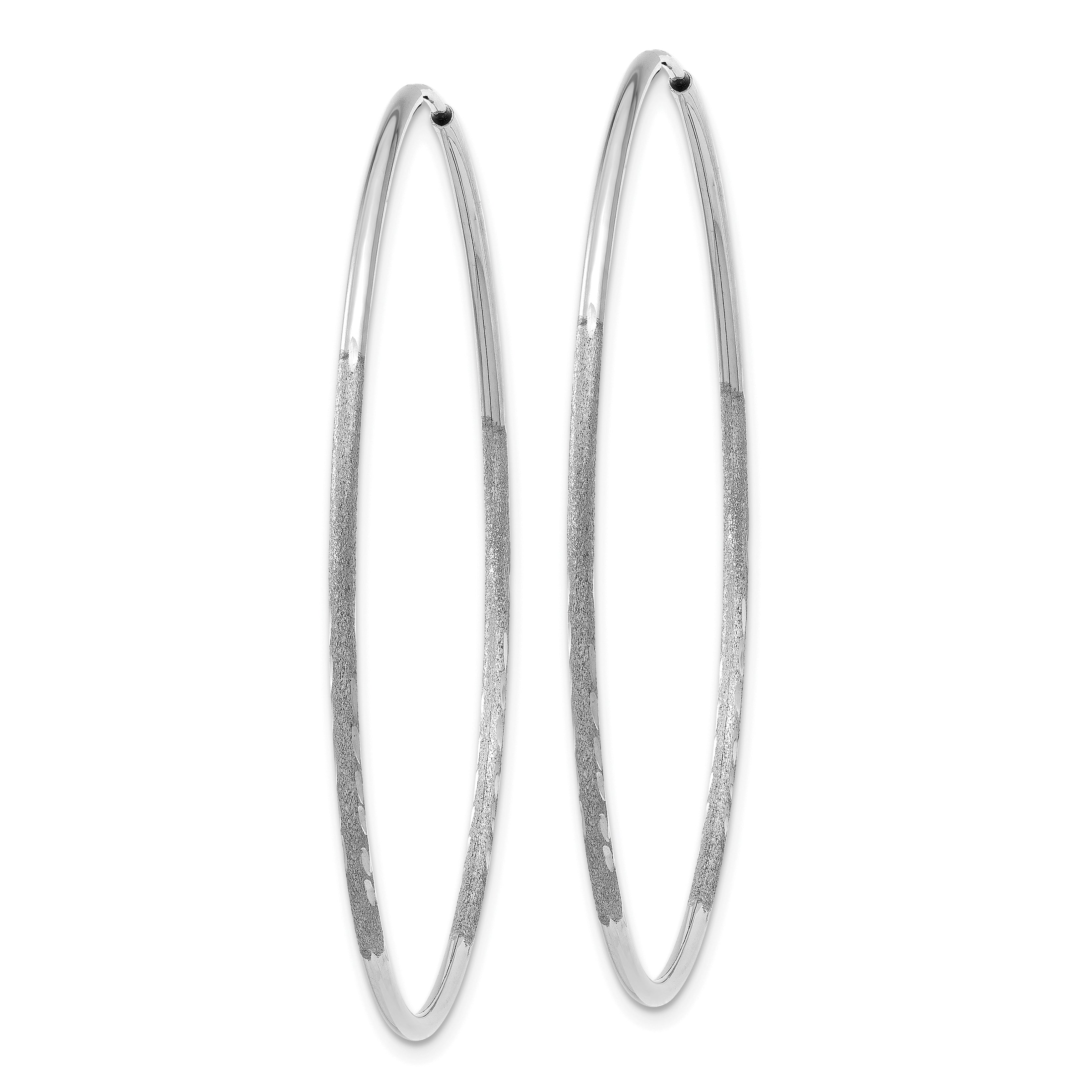 14K White Gold 1.25mm Diamond-cut Endless Hoop Earring Secondary image