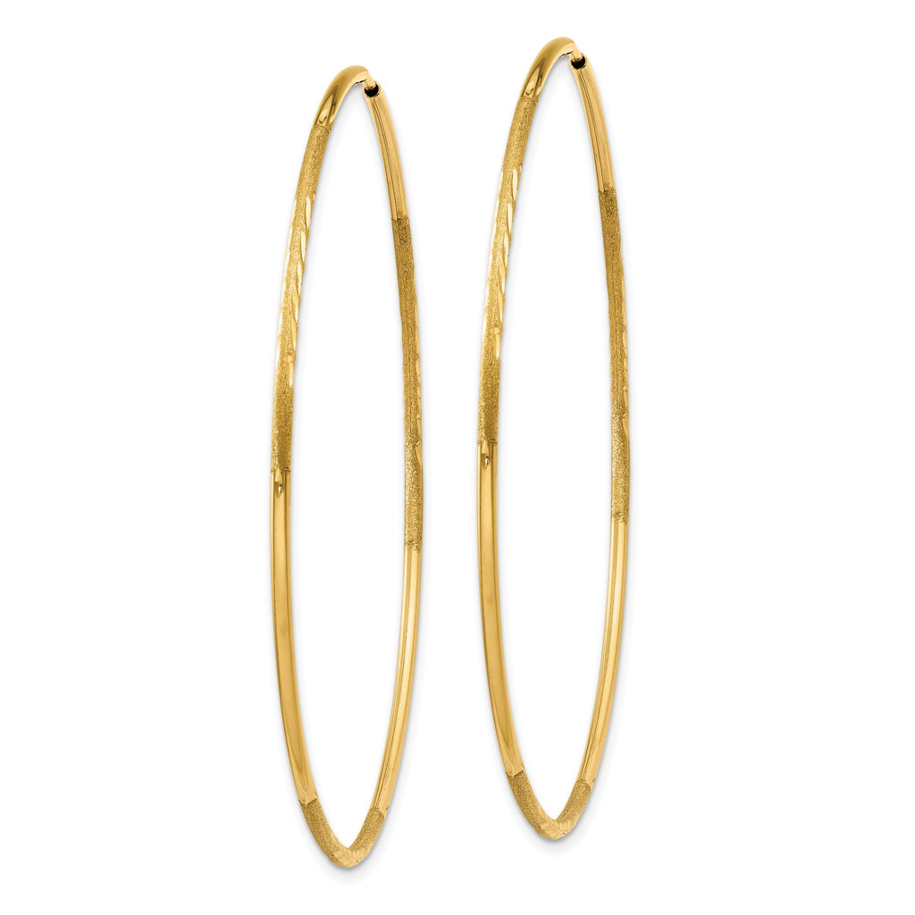 Endless Hoop Earrings in 14K Yellow Gold, 1.2x50mm Diamond-Cut - Sophia Jewelers