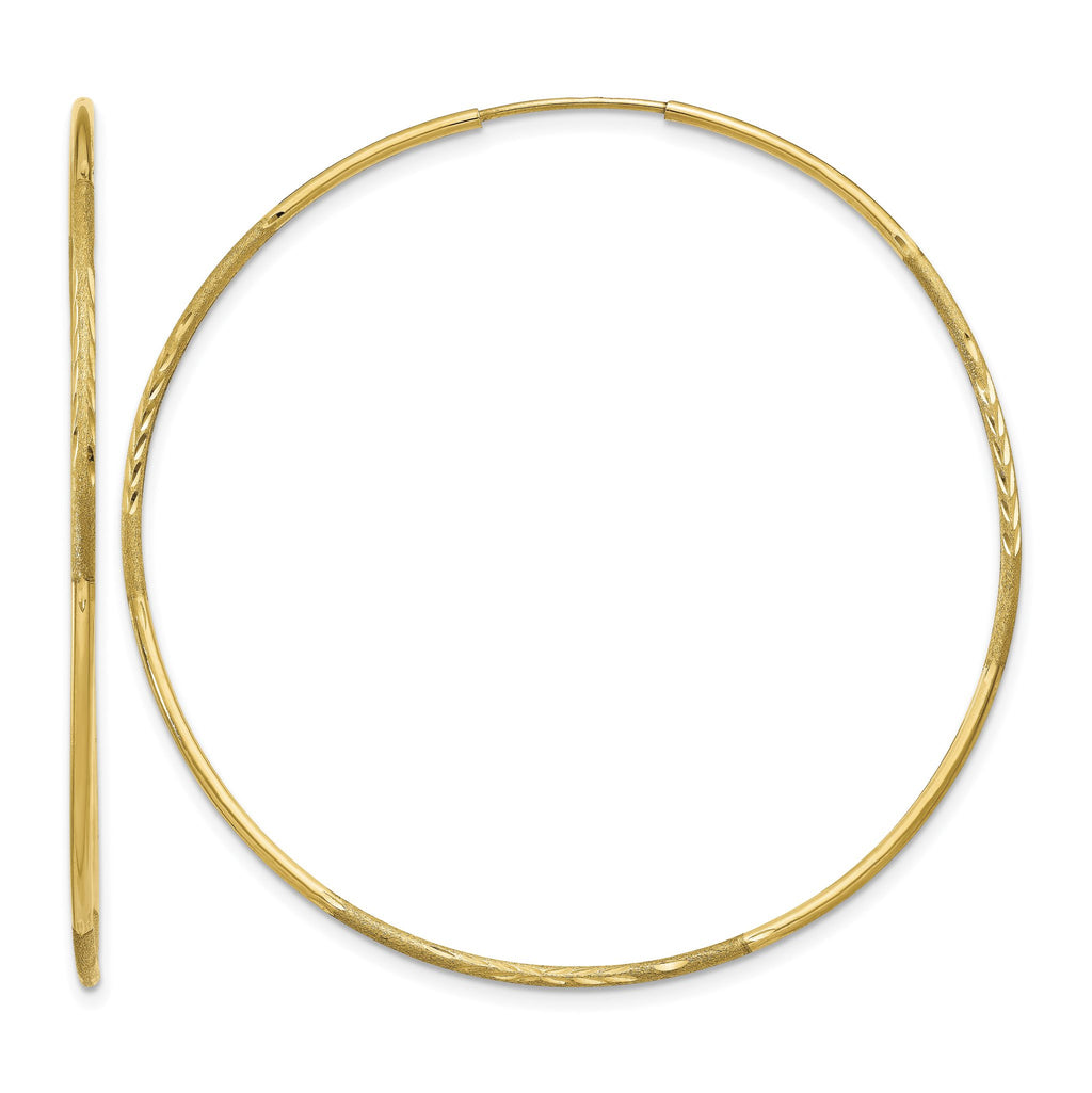 Endless Hoop Earrings in 14K Yellow Gold, 1.2x50mm Diamond-Cut - Sophia Jewelers