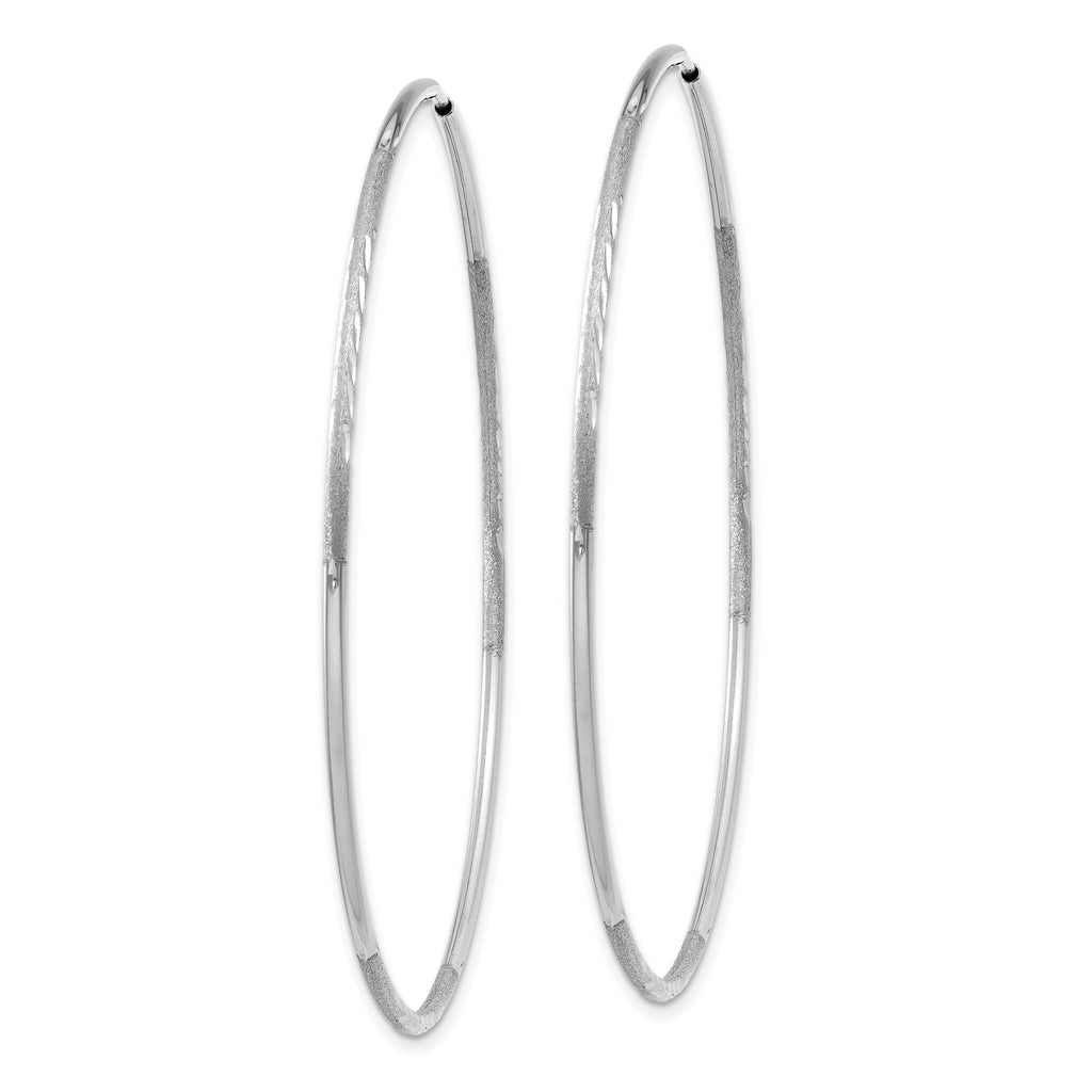 14K White Gold 1.25mm Diamond-cut Endless Hoop Earring