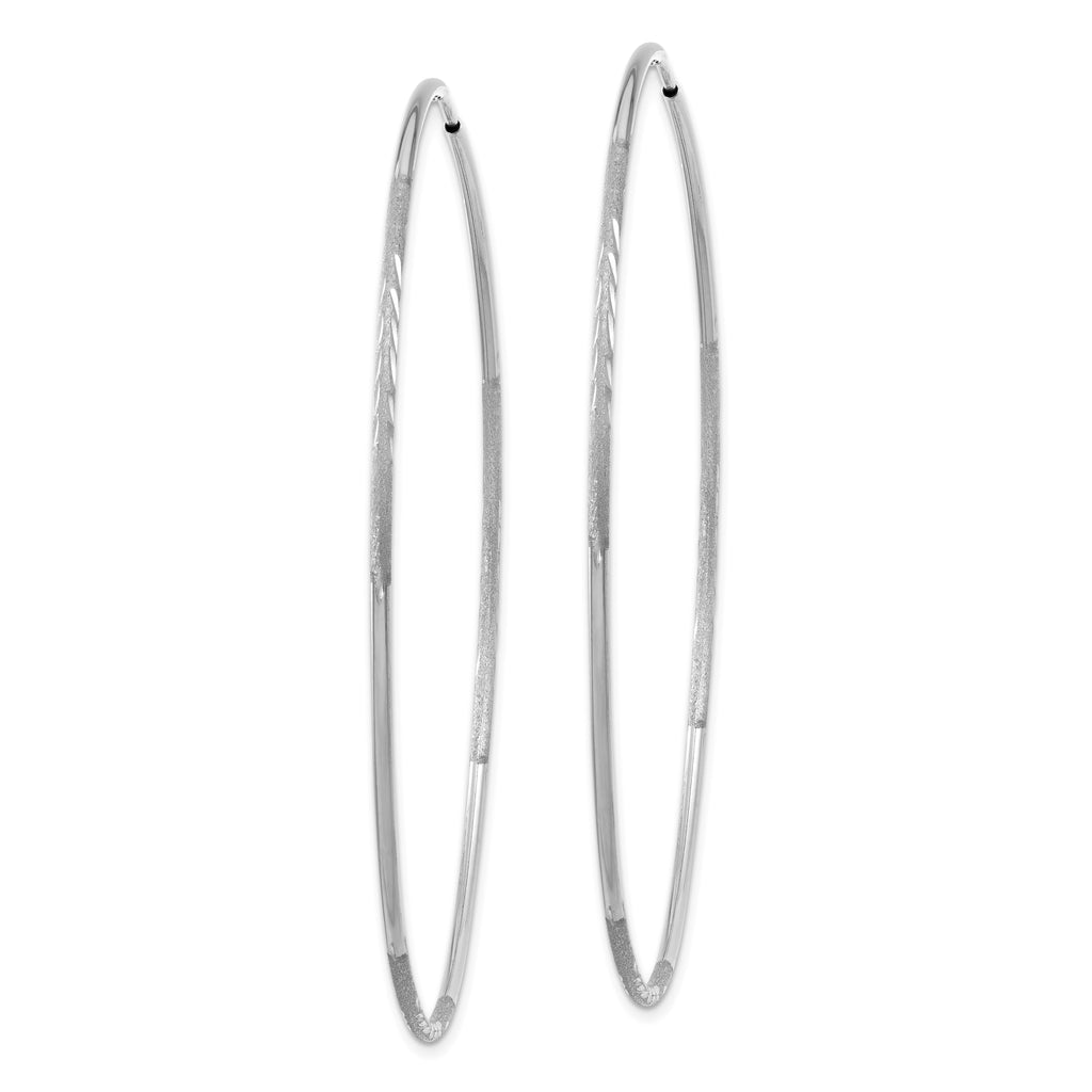 14K White Gold 1.25mm Diamond-cut Endless Hoop Earring