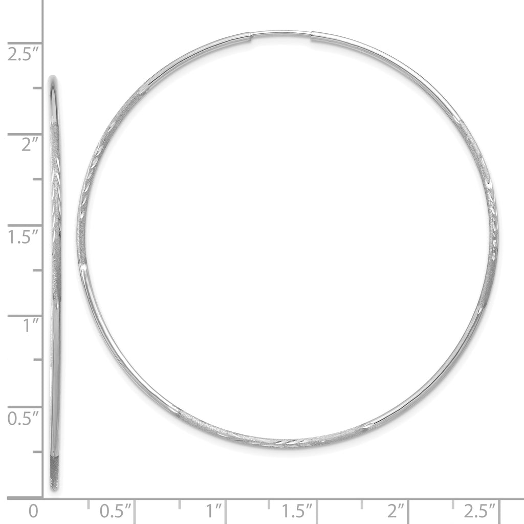14K White Gold 1.25mm Diamond-cut Endless Hoop Earring