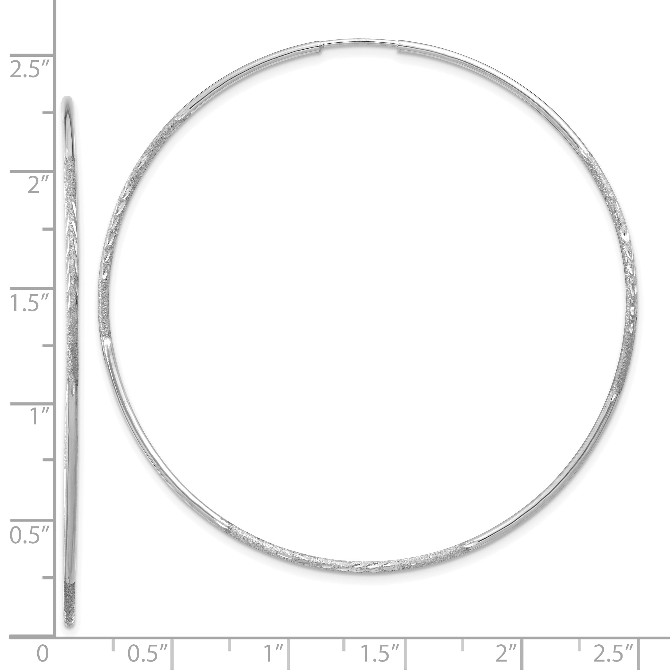 14K White Gold 1.25mm Diamond-cut Endless Hoop Earring