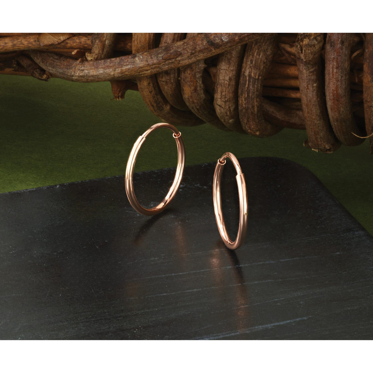 Tube Endless Hoop Earrings in 14K Rose Gold, 14mm - Sophia Jewelers