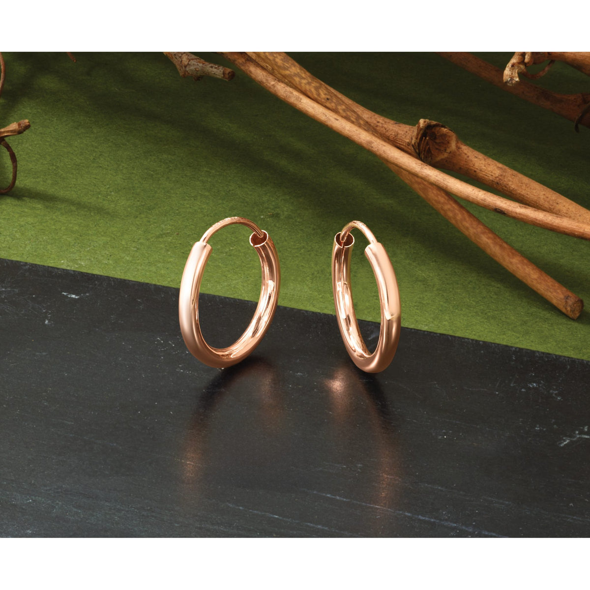 Round Endless Hoop Earrings in 14K Rose Gold, 16mm - Sophia Jewelers
