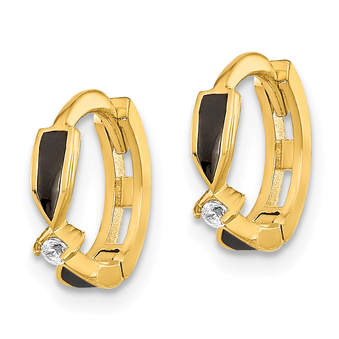 14K Polished Black Onyx Hoop Earrings Secondary image