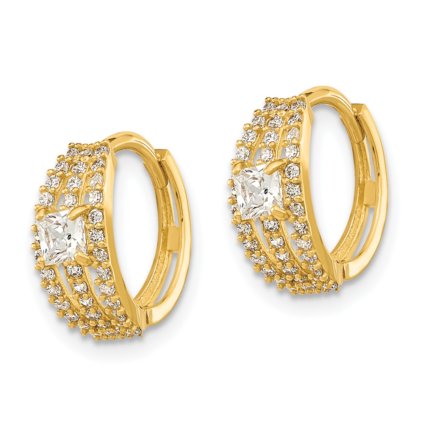 14K Polished Fancy CZ Hoop Earrings Secondary image