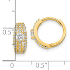 14K Polished Fancy CZ Hoop Earrings