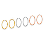 14k Yellow White and Rose Gold 1.20mm Endless Hoop Earring Set