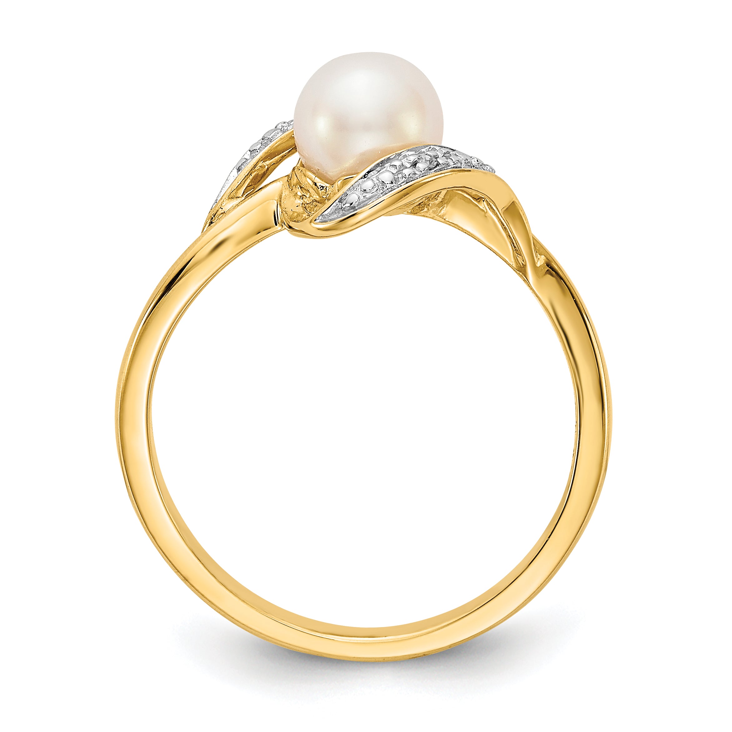 14k Diamond and FW Cultured Pearl Ring Secondary image