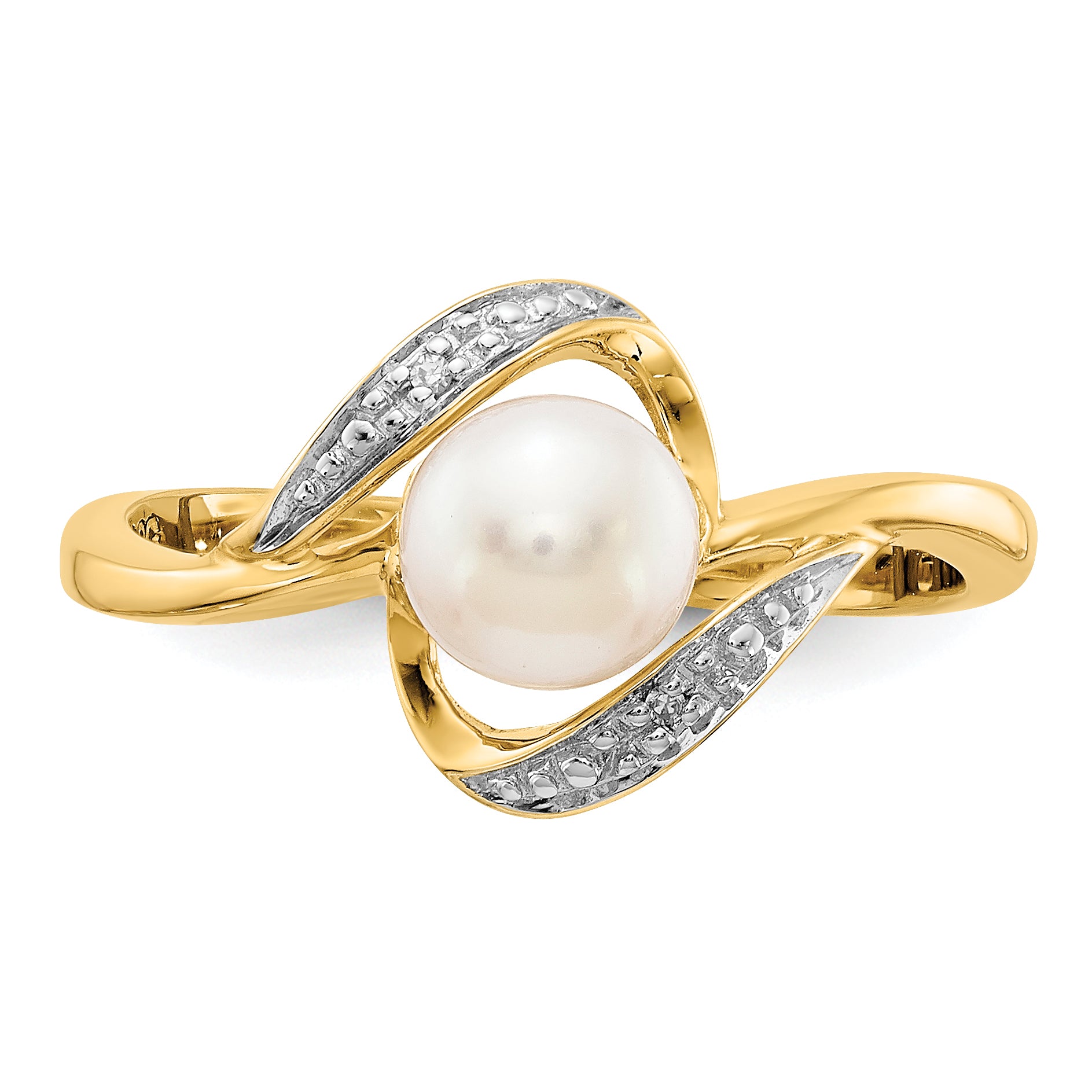 14k Diamond and FW Cultured Pearl Ring