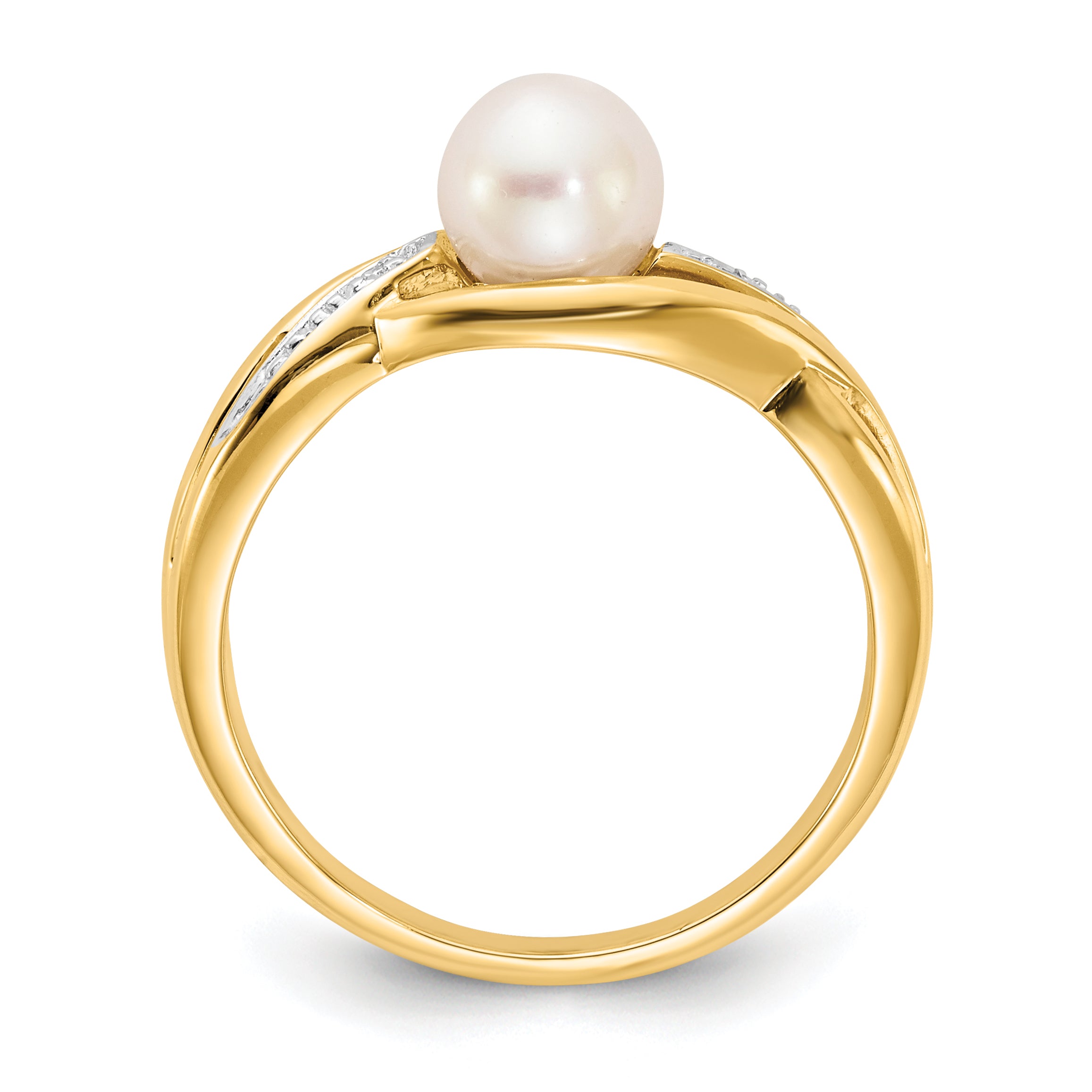 14k Diamond and FW Cultured Pearl Ring Secondary image